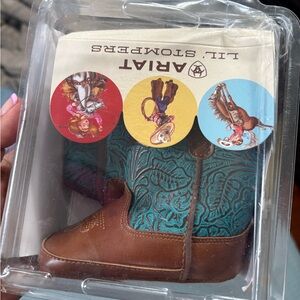 Ariat Teal Embossed Baby Cowgirl Boots with Brown Leather